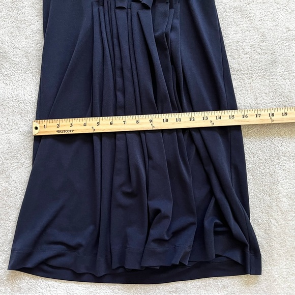ISABEL DE PEDRO NAVY RUFFLE FRONT DRESS SIZE 6 SOPHISTICATED CHIC CLASSIC - Picture 10 of 12